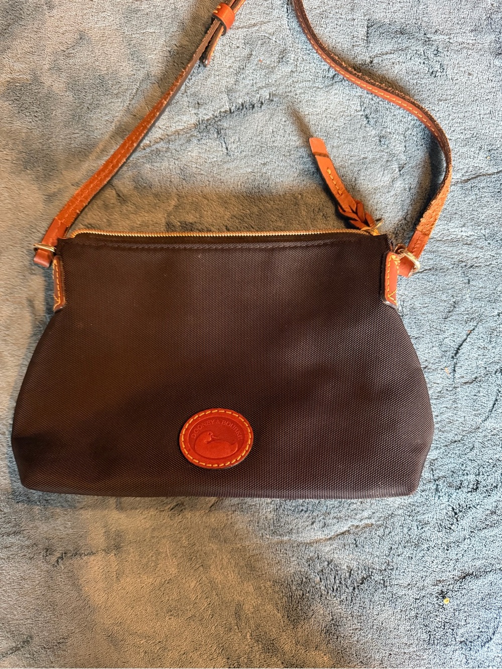 Dooney & Bourke Dark Brown Crossbody with Tan Leather Trim